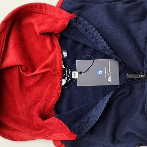 Ben Sherman Youth Boy's 2 Piece Set Hoodie Jacket Joggers Navy Red Sz 18 Months - Picture 7 of 9